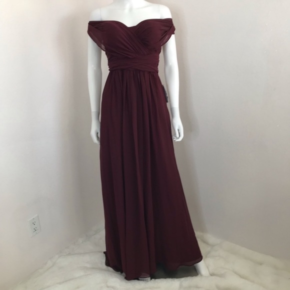 New NWT Birdy Grey “Grace” Convertible Chiffon Gown Maxi Dress Cabernet Burgundy - Picture 14 of 16
